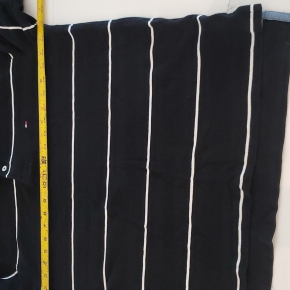 Tommy Hilfiger Men's Polo Top Black stripes Size Large 100% Cotton - Picture 10 of 11